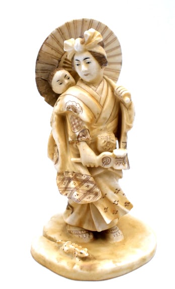 Chinese Fine Porcelain Women with Child Figurine: 6 inches by 3.25 inches, marked on the bottom, no damage, see photos