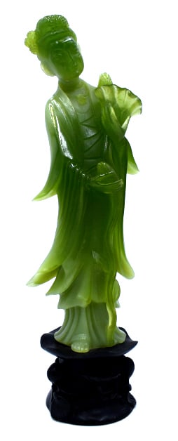 Jade Resin Geshia Sculpture: 11.5 inches by 4 inches, unmarked and undamaged, see photos