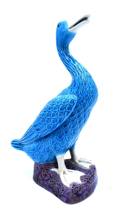 Japan Hand Painted Porcelain Duck: 10 inches tall by 6 inches wide, stamped in bottom, no damage, see photos.