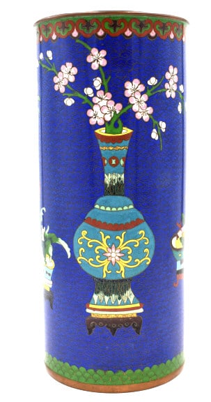 Large Clossine on Copper Vase: 11.75 inches by 5 inches, marked on the bottom, no damage, see photos