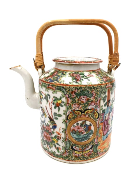 Imari Rose Medallion Teapot: 8.5 inches tall by 7 inches wide, unmarked, no damage, see photos.