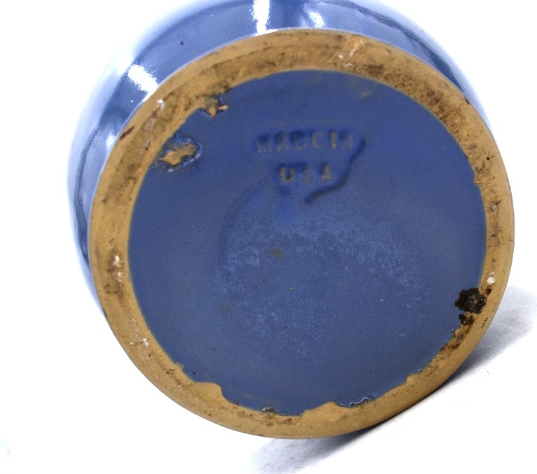 Blue Glazed Double Handled Stoneware Pot - 3