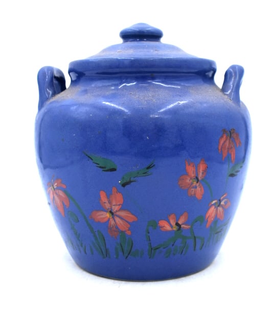 Blue Glazed Double Handled Pot - 2