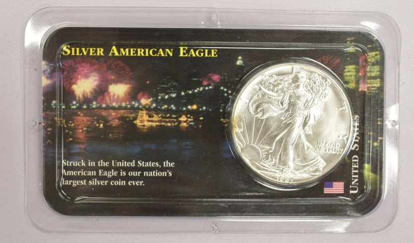 1987 American Silver Eagle Coin: Ungraded in sealed packaging, American Silver Eagle coin, $1, please see photos.