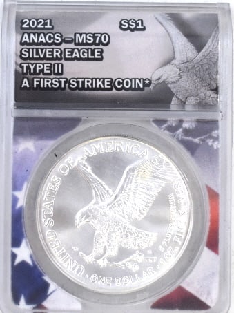 2021 American Silver Eagle Type II Coin MS70 (1 of 2)