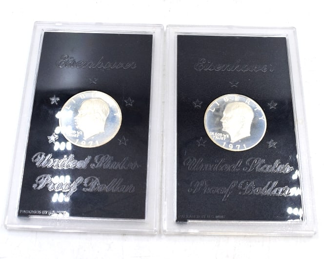 2 1971 Encased Eisenhower Proof Dollar Coins (1 of 2)