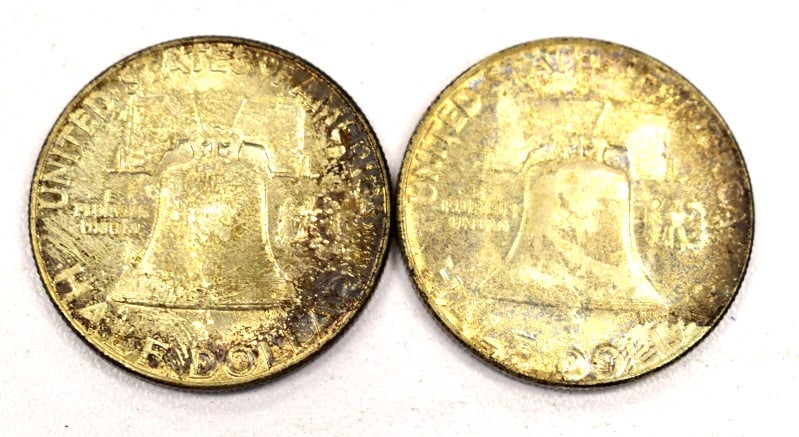 2 Benjamin Franklin Half Dollar Coins - 2