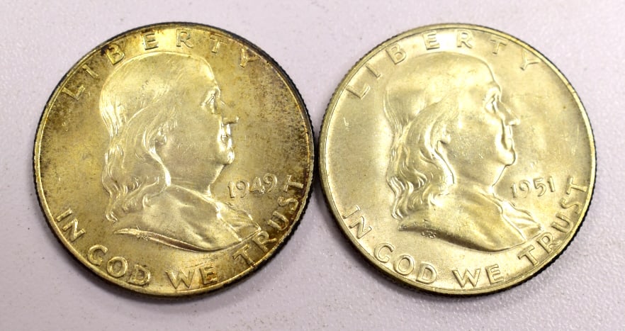 2 Benjamin Franklin Half Dollar Coins (1 of 2)
