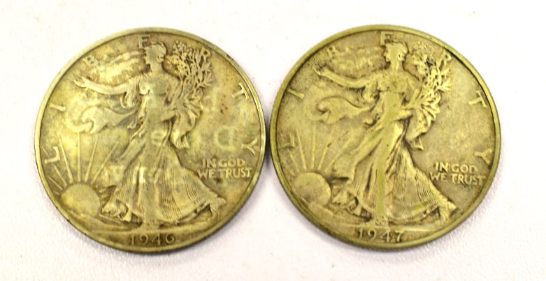 2 Liberty Standing Half Dollar Coins (1 of 2)