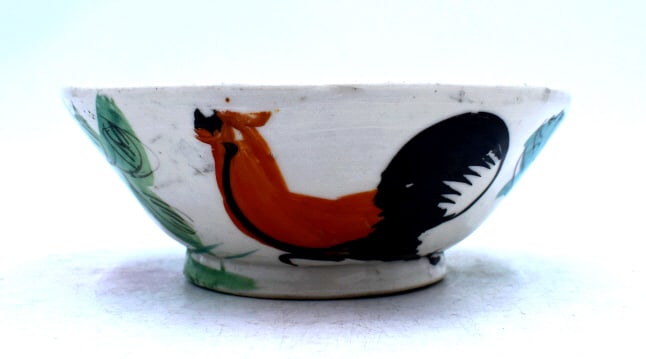 Hand Painted Asian Rooster Bowl: 6.25 inches wide and 2 inches tall, hand painted bowl, unmarked, no damage, see photos.