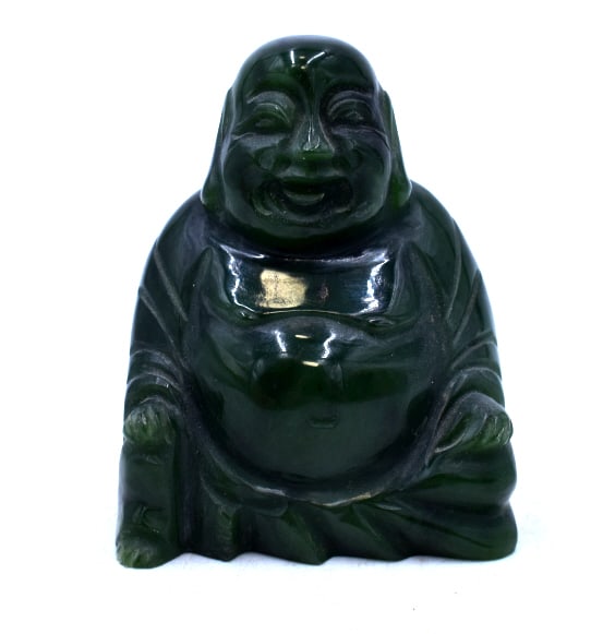Jade Buddha Statue: 3 inches tall by 2.5 inches wide, no damage, unmarked, please see photos.