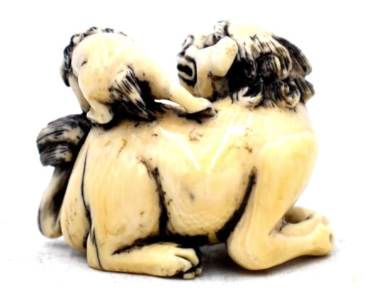 Japanese Signed Netsuke Dog - 2