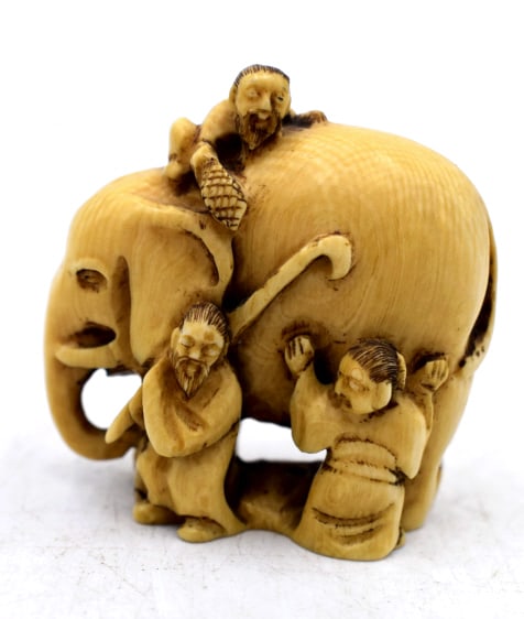 Japanese Elephant Signed Netsuke (1 of 3)
