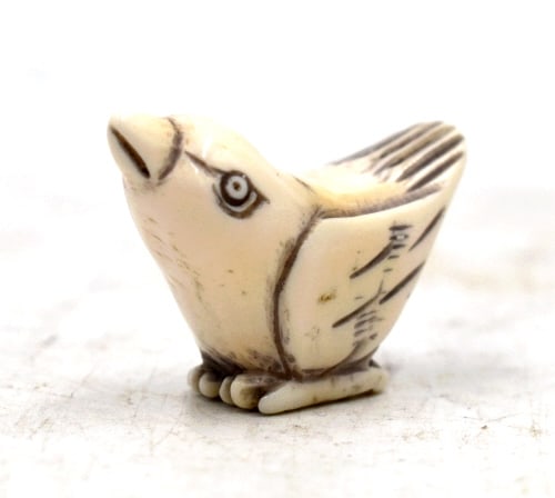 Japanese?s Bird Netsuke: 1 inch long by .75 inches tall, unmarked, no damage, please see photos.