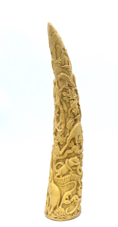 Asian Carved Resin: 15.75 inches tall by 3.25 inches wide, no damage, unmarked, please see photos.