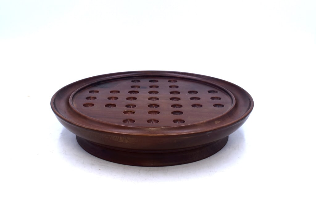 Hand-Carved Wooden Game Board: 10 inches wide by 2 inches tall, no damage, unmarked, see photos