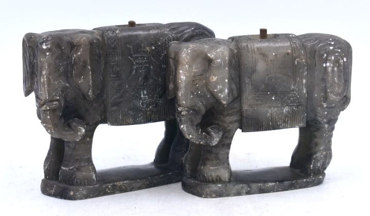 Pair of Carved Stone Elephants (1 of 3)