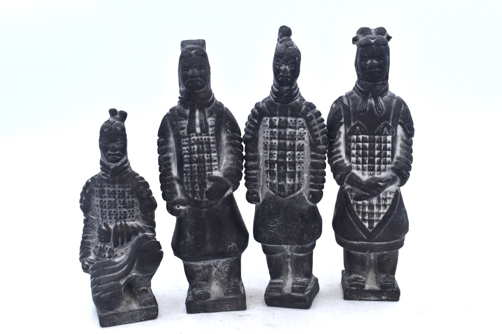 Set of 4 Terracotta Soldiers: 7 inches tall by 2 inches wide, please see photos