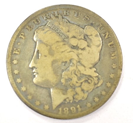 1891 American Morgan Silver Dollar: Ungraded American Morgan Silver Dollar, please see photos.