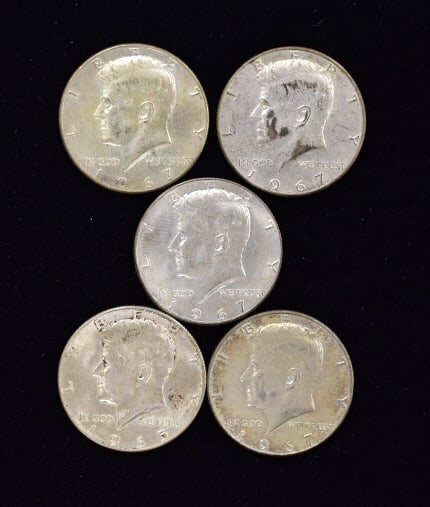 5 Kennedy Half Dollar Coins 65-67 (1 of 2)
