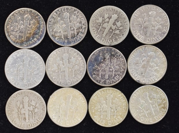 12 Roosevelt Silver Dimes - 2