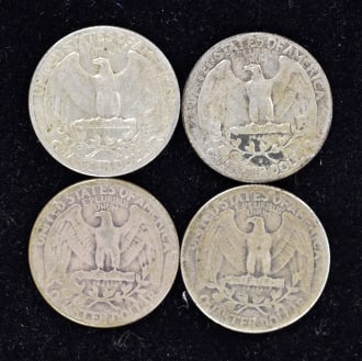 4 Silver Quarters 1920-47 - 2