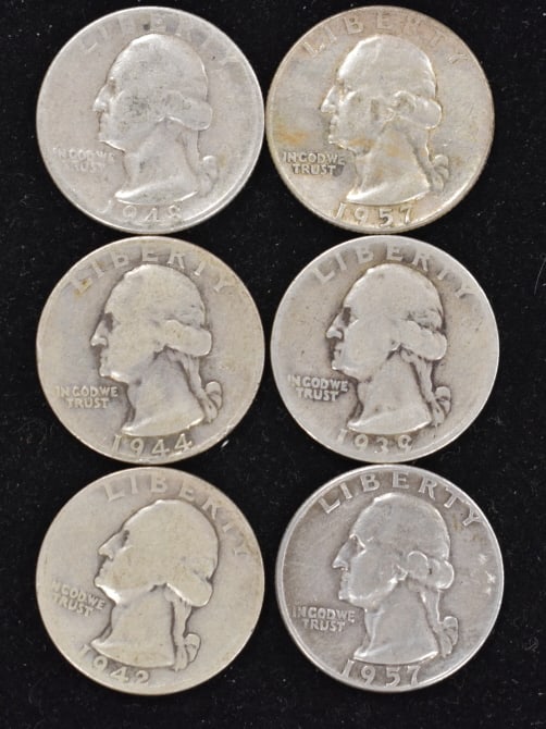 6 Silver Quarter Lot (1 of 2)