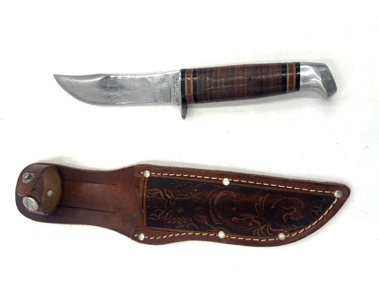Vintage Schaefer-Walden N.Y. No.147 Hunting knife. 8-5/8 inches knife length, 4-1/2 inches blade (1 of 5)