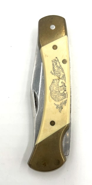 Joker Lockback folding knife manufactured in Spain. Schrade USA SC705 Scrimshaw Lockback knife. See (1 of 7)