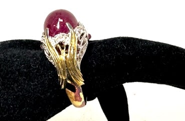 Milky Ruby Red Sterling 925 Ring - 2