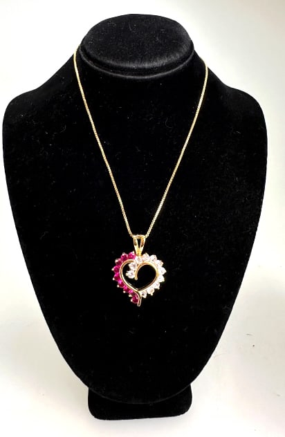 Ruby Red Heart Shape 925 Necklace - 2
