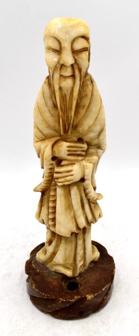 Carved Asian Figurine: 11.5 inches by 4 inches wide, no damage, unmarked, please see photos.
