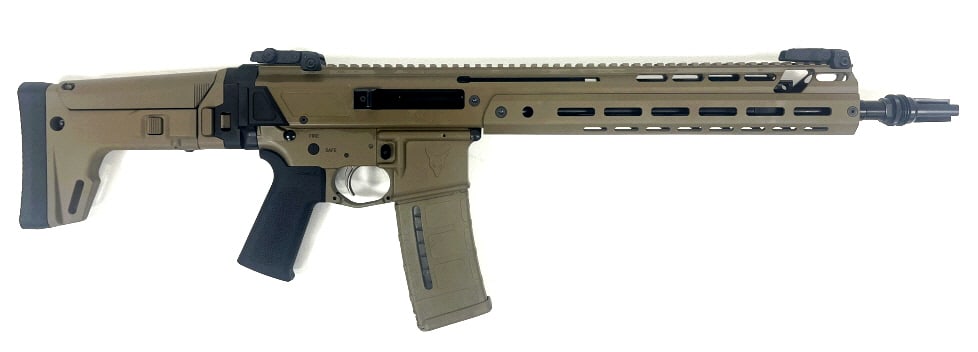 PSA JAKL SemiAuto Nato Rifle: 5.56x45mm NATO, 32.5 inches overall length. Features F5 side-folding adjustable stock, ergonomic grip, and 30 round magazine. Slight wear and scuff marks See photos