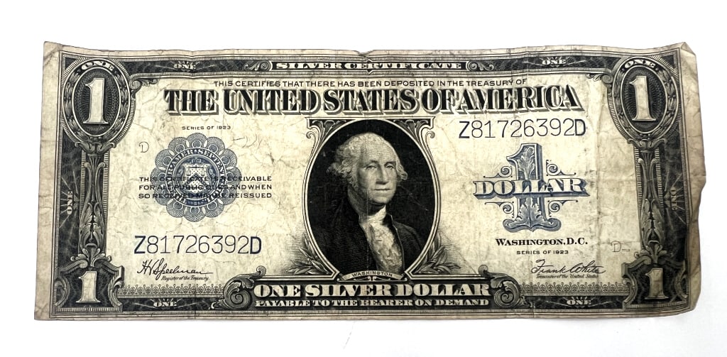 1923 One Dollar Large Size Silver Certificate: $1 bill, use photos for grading