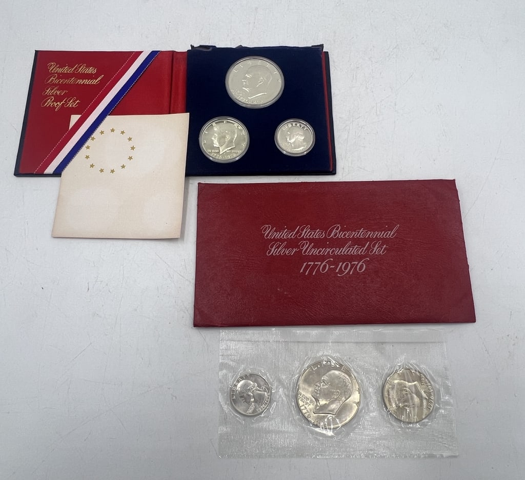 2 - 1776-1976Bicentennial Silver Sets: One 1776-1976 US Bicentennial Silver Set and one 1776-1976 US Bicentennial Silver Uncirculated Set. See photos