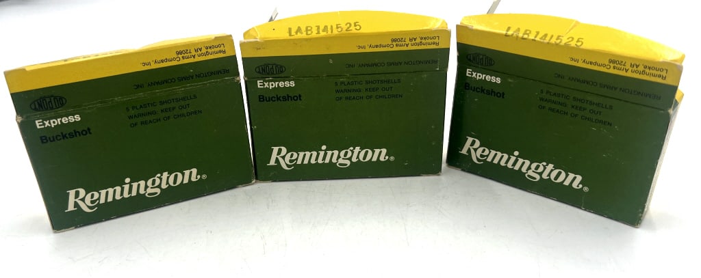Remington Express Buckshot 12GA Ammo: 3 boxes with 5 rounds each. See photos