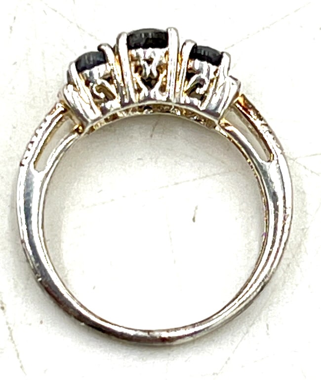 Natural silver Sapphire Sterling Trilogy Ring - 3