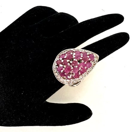 Pink Topaz Sterling Ring: Size 7.5, marked 925, see photos