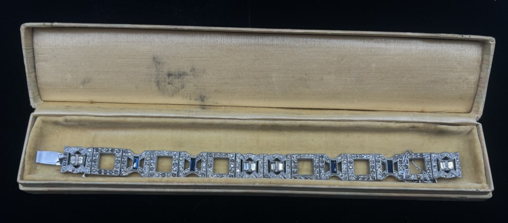 Art Deco Style Bracelet & Tennis Bracelet: 7 inch Art Deco bracelet. 7.5 inch Tennis bracelet, 18k gold over sterling silver with diamond accents, genuine amethyst. See photos