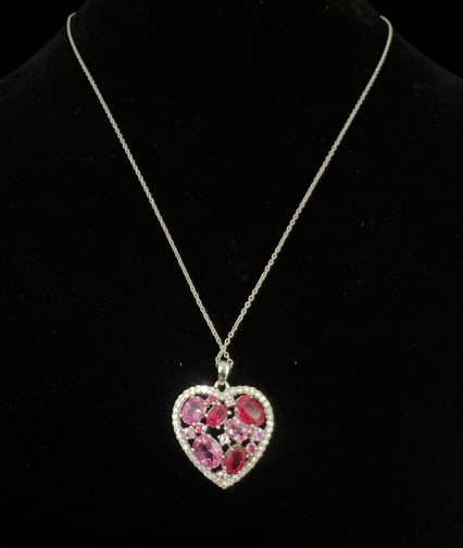 SS Ruby & Pink Sapphire Necklace: See photos