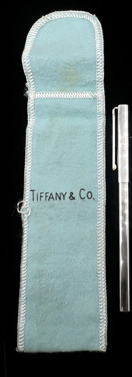 SS Tiffany Engraved Pen and Pouch: See photos