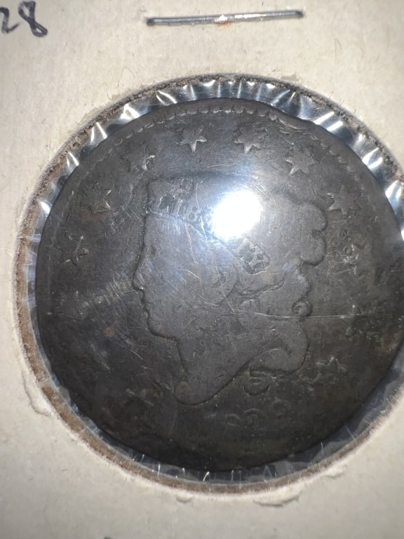 1828 Coronet One Cent - 2