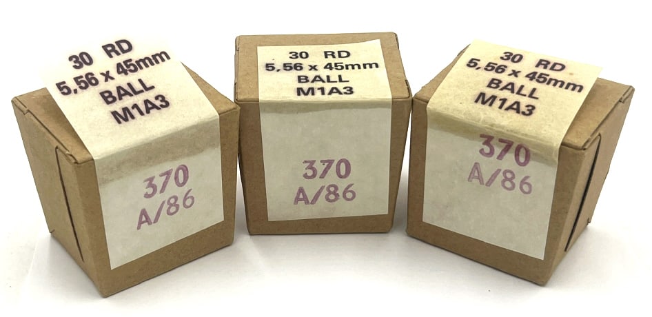 3- M1A3 30-Round Ammo Boxes: 5.56x45mm, South African military surplus ammunition, original box. See photos.