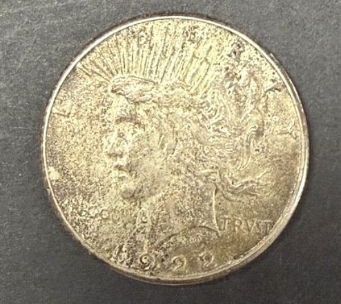 1922-S Peace Dollar: $1, See photos for grading