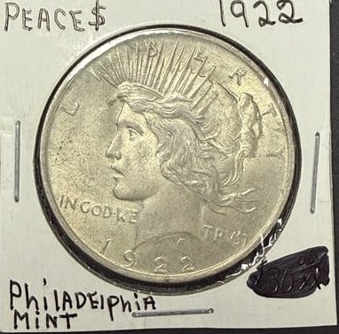 1922 Peace Dollar: $1, See photos for grading