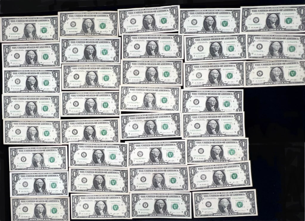 35 - One Dollar Star Notes: $1, Assorted years and serial numbers. See photos