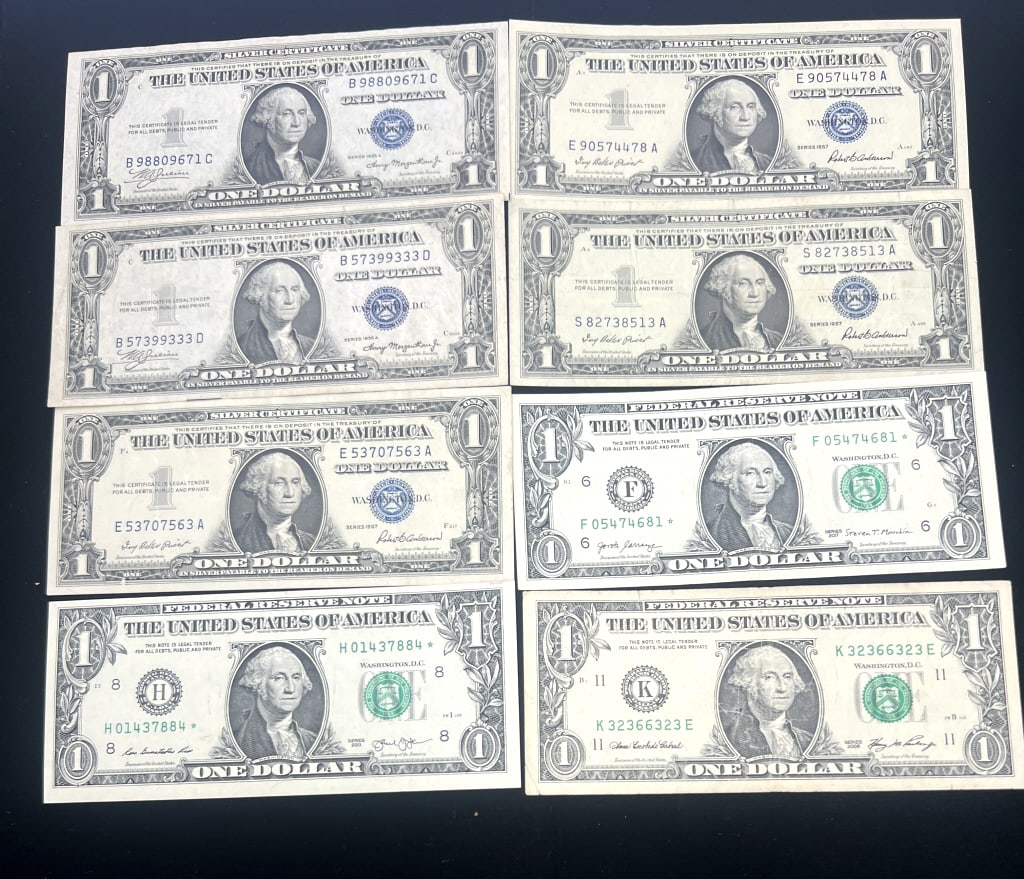 8-Assorted One Dollar Silver Certificates/Notes (1 of 2)