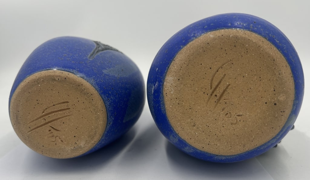 Pr Blue Studio Pottery Vases - 3