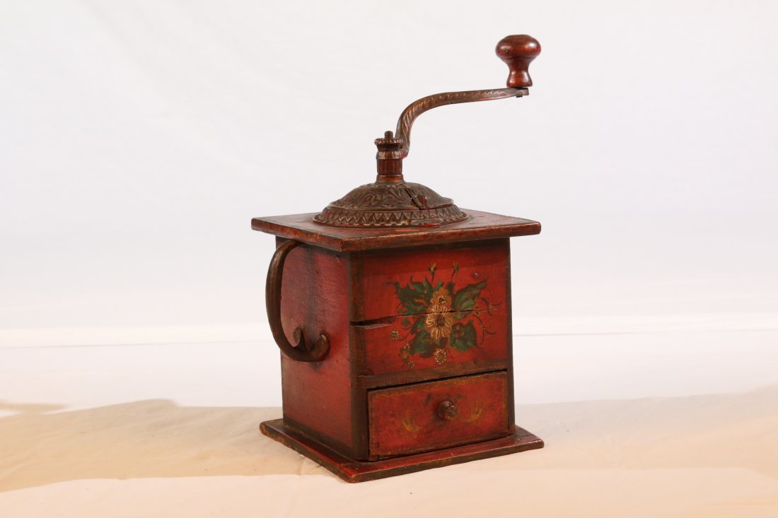 Antique Grinder: Antique coffee/spice grinder, early 20th century, 8" x 7" x 13" tall