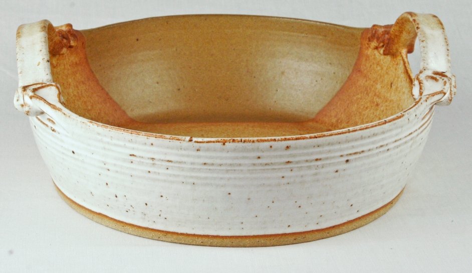 Pottery Double Handled Bowl by "G. Brenner": 11 1/2" in diameter